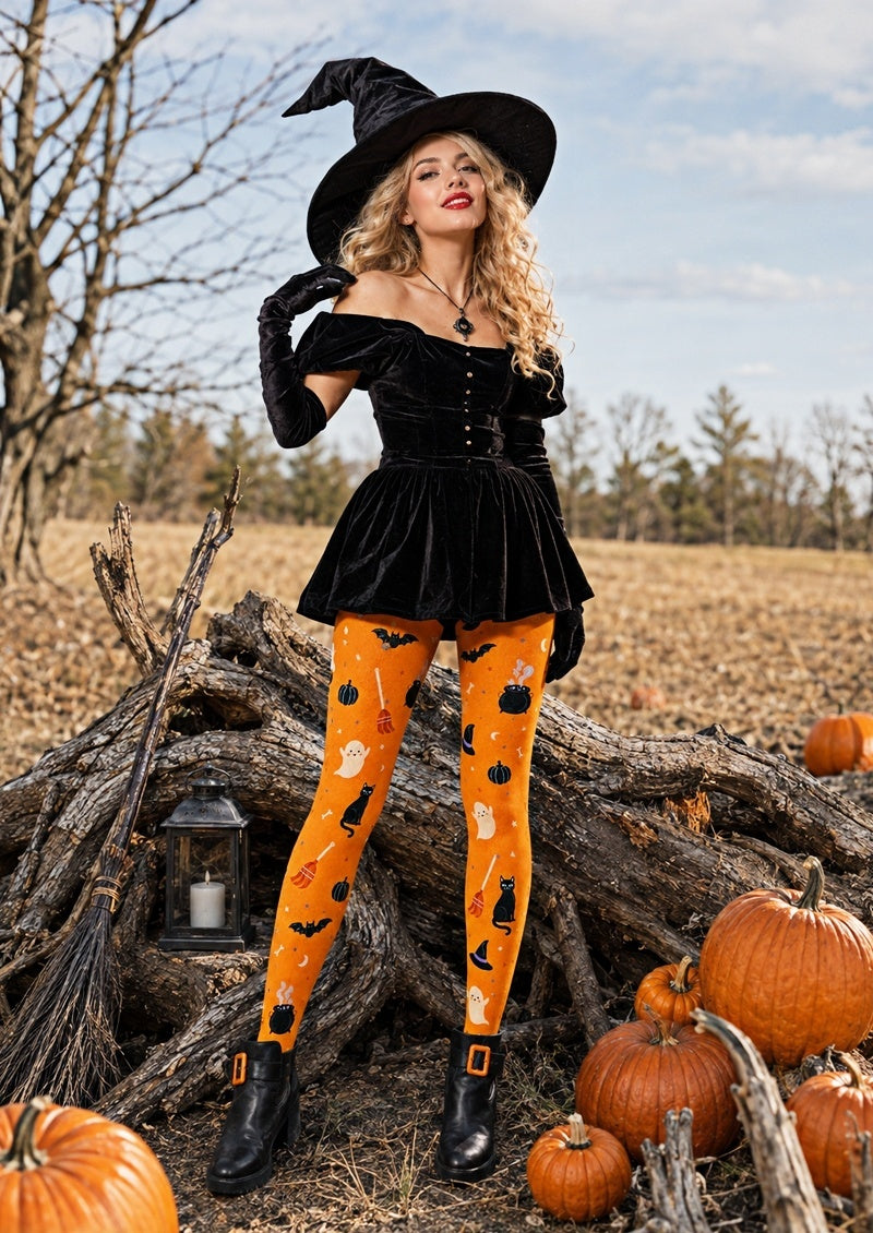 Cute Halloween Icon Printed Tights Hosiery Pantyhose Z68-1
