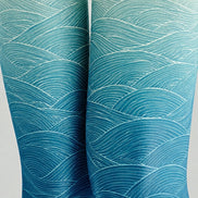 Teal Wave Patterned Tights Hosiery Pantyhose Z68-3