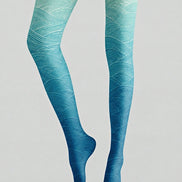 Teal Wave Patterned Tights Hosiery Pantyhose Z68-3