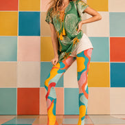 Color Block Graphic Tights Y2K Fashion Pantyhose Z69-11