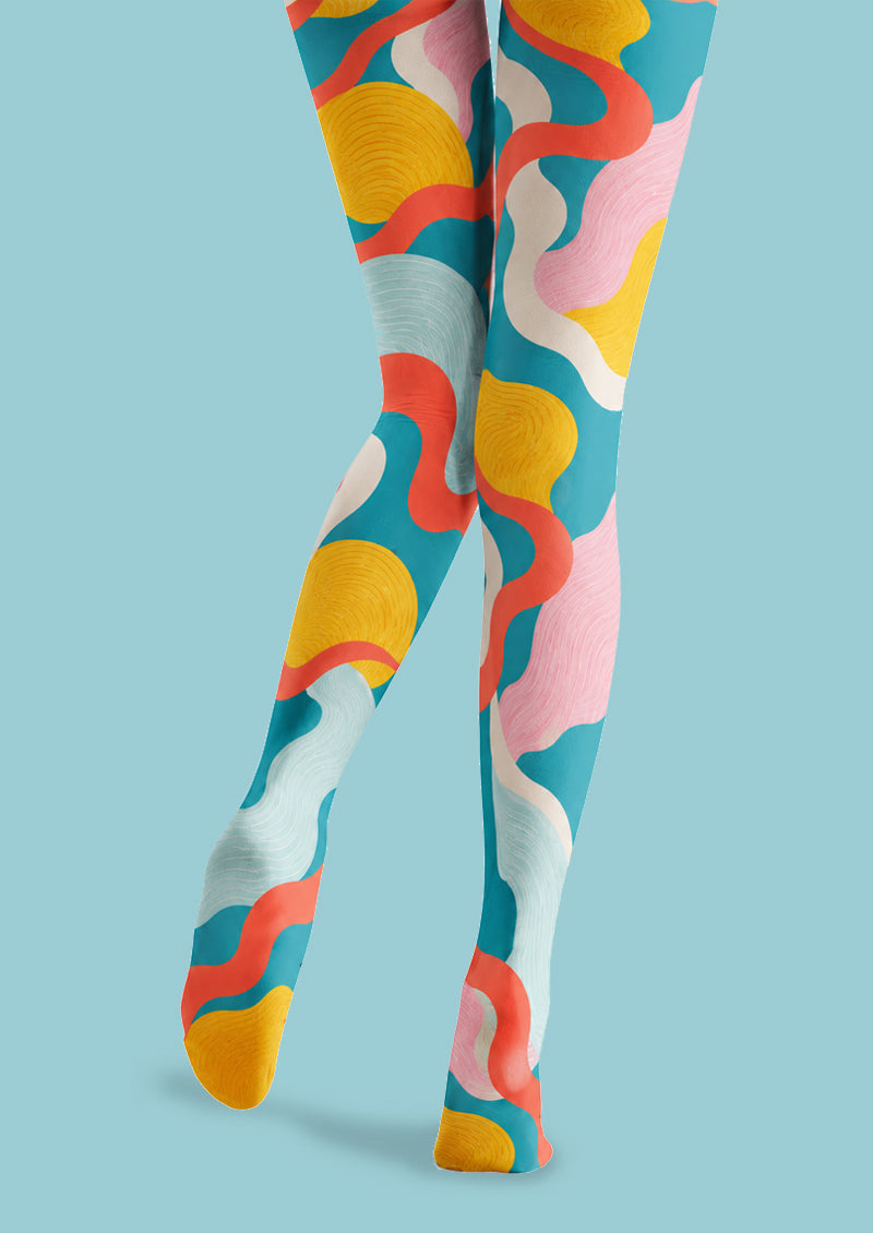 Color Block Graphic Tights Y2K Fashion Pantyhose Z69-11