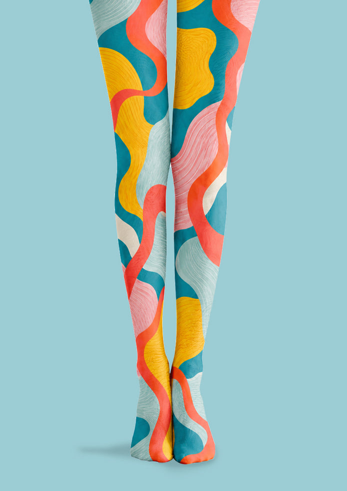 Color Block Graphic Tights Y2K Fashion Pantyhose Z69-11