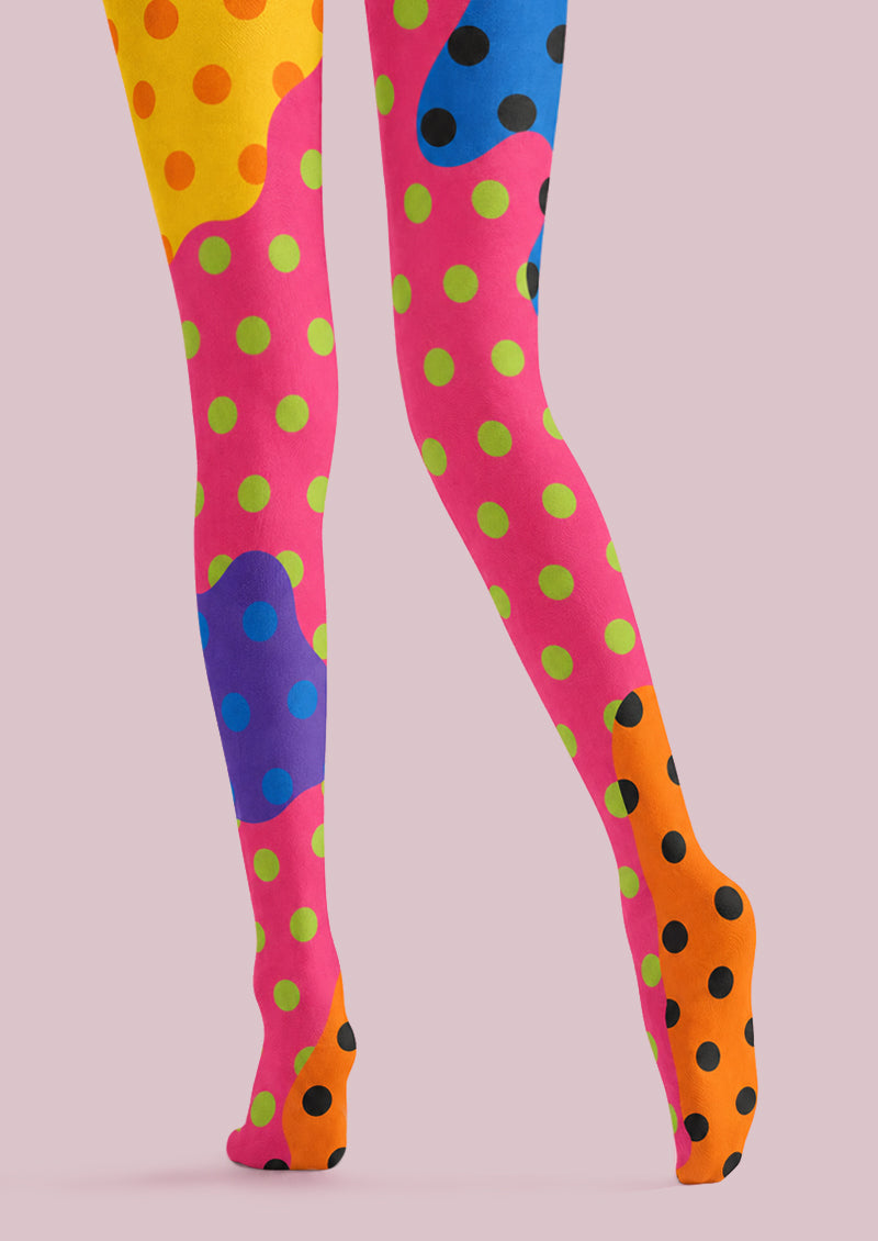 Y2K Color Block Polka Dot Pantyhose Z69-19