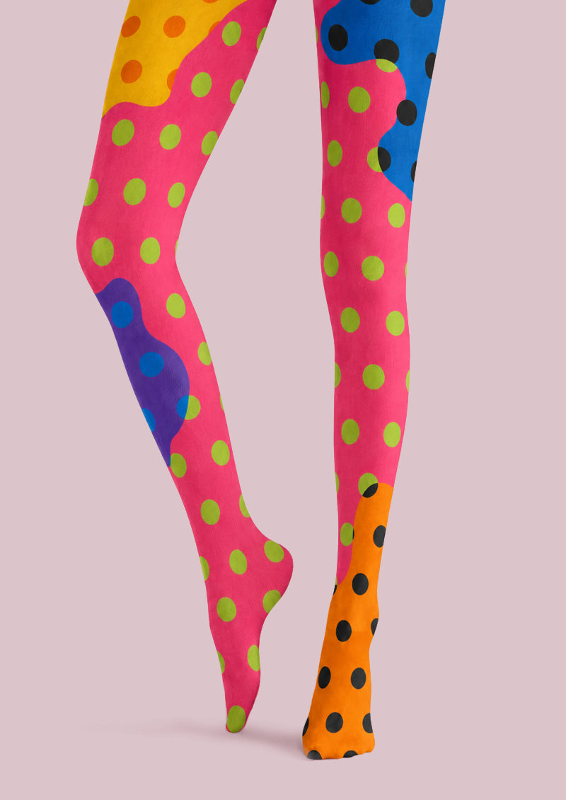 Y2K Color Block Polka Dot Pantyhose Z69-19