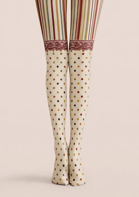 Vintage Multicolor Polka Dot Lace Tights Z69-20