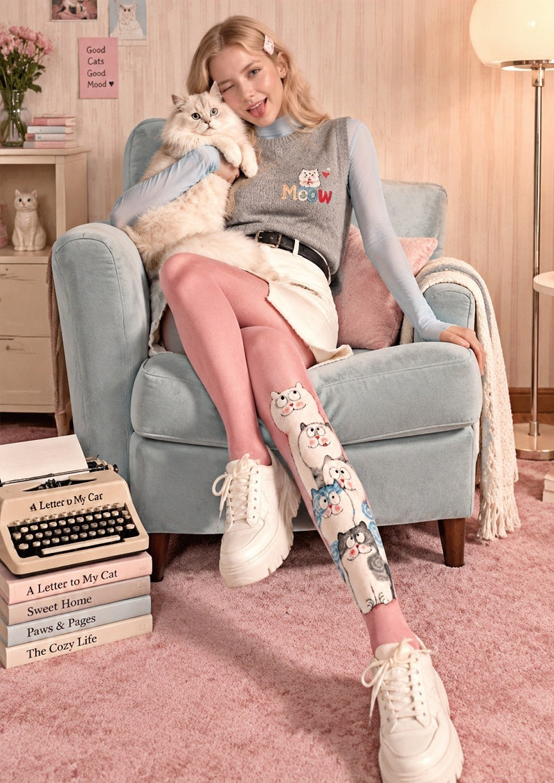 Kawaii Cat Print Tights Hosiery Pantyhose Z69-24