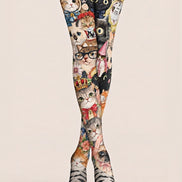 Cat Collage Animal Print Tights Hosiery Pantyhose Z69-25