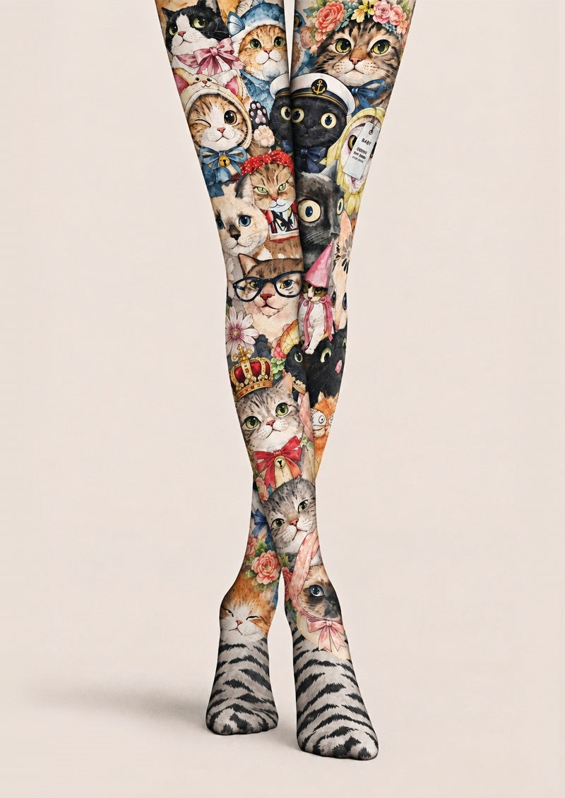 Cat Collage Animal Print Tights Hosiery Pantyhose Z69-25