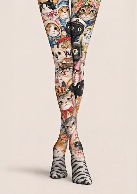Cat Collage Animal Print Tights Hosiery Pantyhose Z69-25