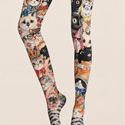 Cat Collage Animal Print Tights Hosiery Pantyhose Z69-25