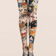 Cat Collage Animal Print Tights Hosiery Pantyhose Z69-25
