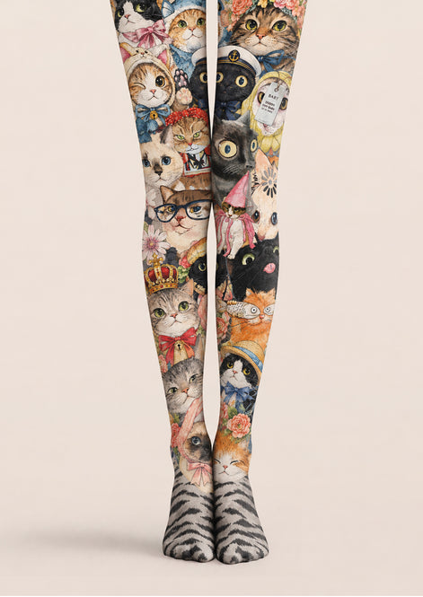 Cat Collage Animal Print Tights Hosiery Pantyhose Z69-25