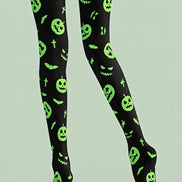 Neon Green Pumpkin Halloween Tights Hosiery Z69-27