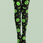 Neon Green Pumpkin Halloween Tights Hosiery Z69-27
