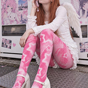 Pink Star Graphic Y2K Tights Pantyhose Z69-28