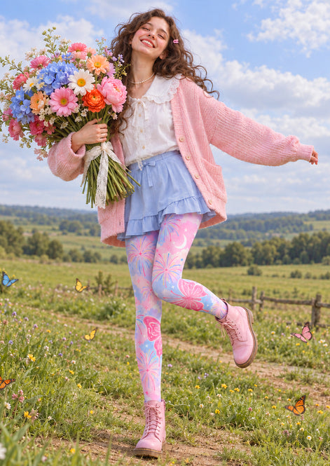 Pastel Fantasy Butterfly Print Pantyhose Z69-31