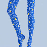Daisy Bloom Blue Tights Pantyhose Z69-40