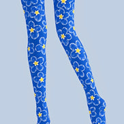 Daisy Bloom Blue Tights Pantyhose Z69-40