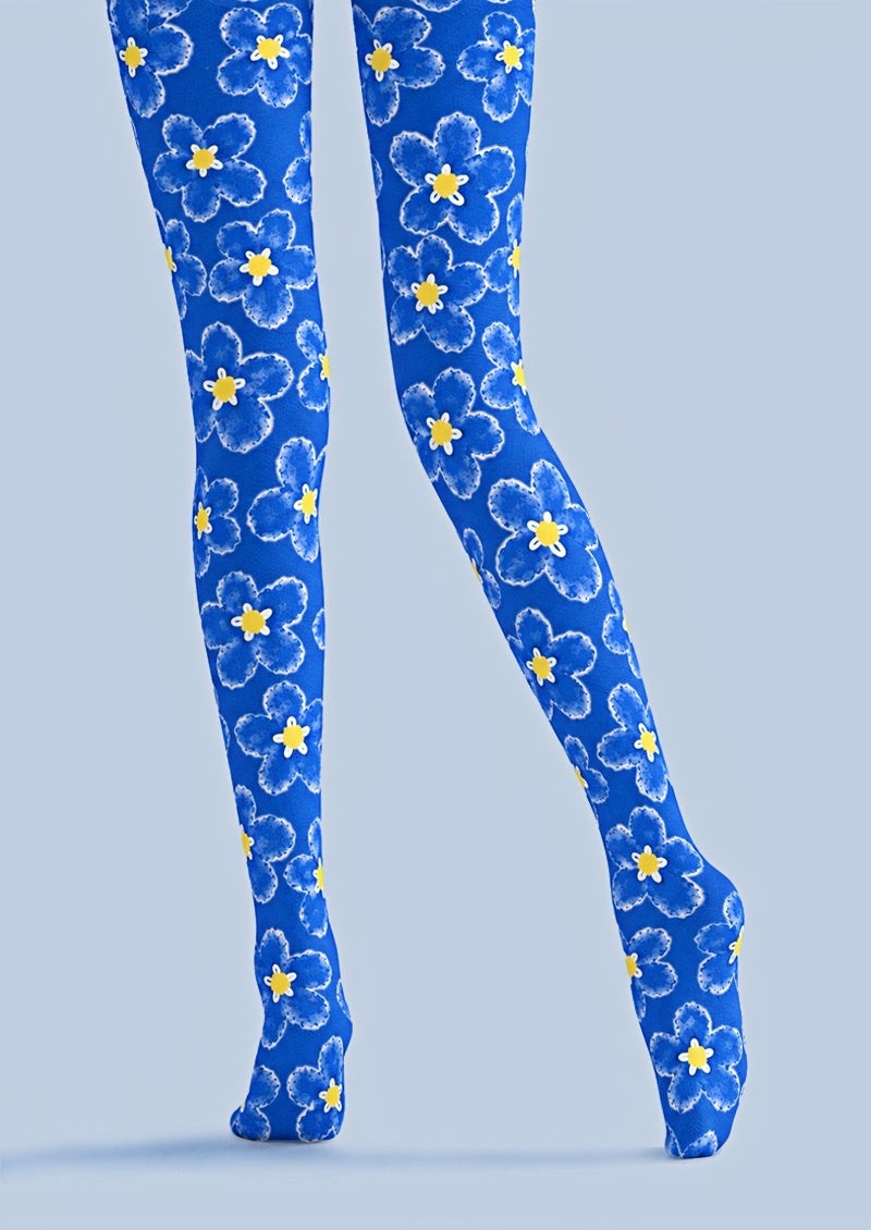 Daisy Bloom Blue Tights Pantyhose Z69-40