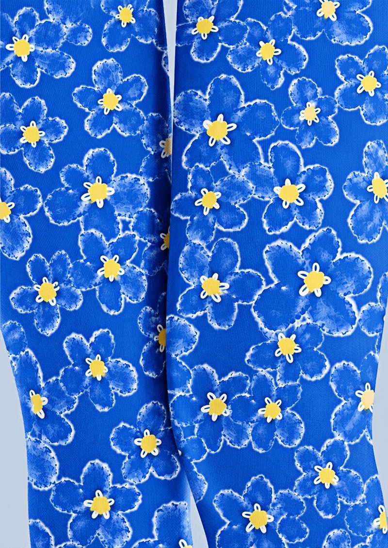 Daisy Bloom Blue Tights Pantyhose Z69-40