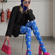 Daisy Bloom Blue Tights Pantyhose Z69-40