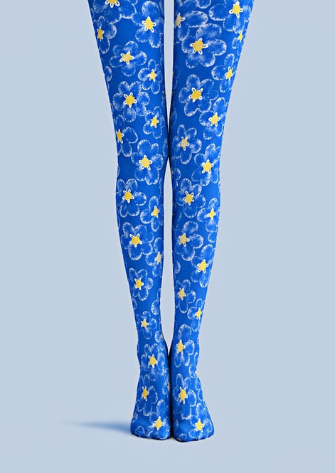 Daisy Bloom Blue Tights Pantyhose Z69-40