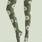 Green Daisy Floral Tights Hosiery Pantyhose Z69-41