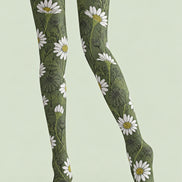 Green Daisy Floral Tights Hosiery Pantyhose Z69-41
