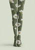 Green Daisy Floral Tights Hosiery Pantyhose Z69-41