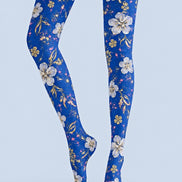 Blue Cherry Blossom Floral Tights Hosiery Z69-42