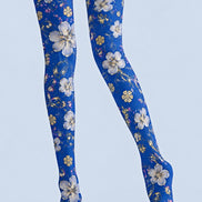 Blue Cherry Blossom Floral Tights Hosiery Z69-42