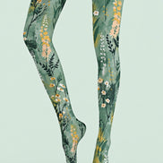 Sage Meadow Floral Print Tights Hosiery Pantyhose Z69-44