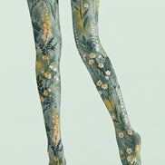 Sage Meadow Floral Print Tights Hosiery Pantyhose Z69-44