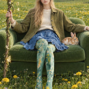 Sage Meadow Floral Print Tights Hosiery Pantyhose Z69-44