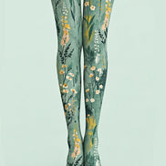 Sage Meadow Floral Print Tights Hosiery Pantyhose Z69-44