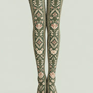 Vintage Meadow Floral Tights Hosiery Pantyhose Z69-46