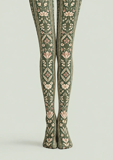 Vintage Meadow Floral Tights Hosiery Pantyhose Z69-46