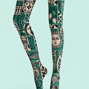 Retro Illustration Pattern Tights Hosiery Pantyhose Z69-51
