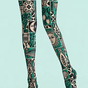 Retro Illustration Pattern Tights Hosiery Pantyhose Z69-51
