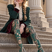 Retro Illustration Pattern Tights Hosiery Pantyhose Z69-51