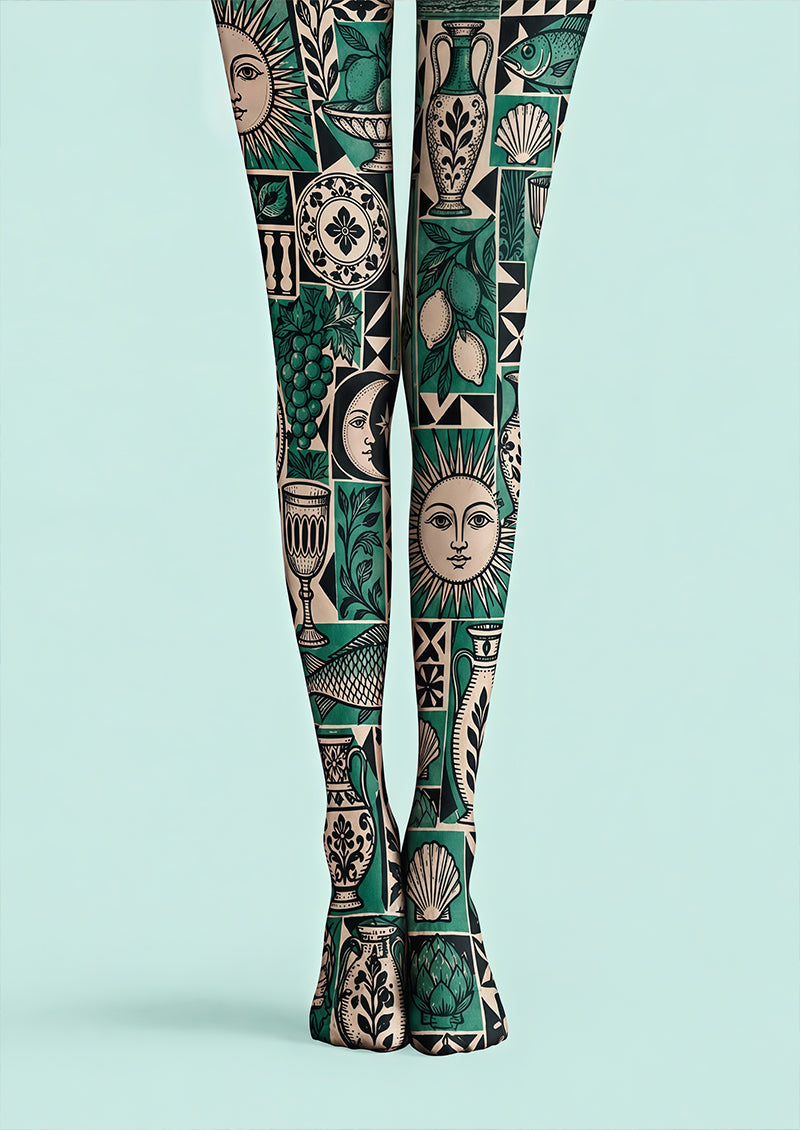 Retro Illustration Pattern Tights Hosiery Pantyhose Z69-51