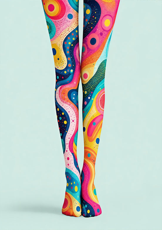 Modern Abstract Wave Print Tights Hosiery Pantyhose Z69-52