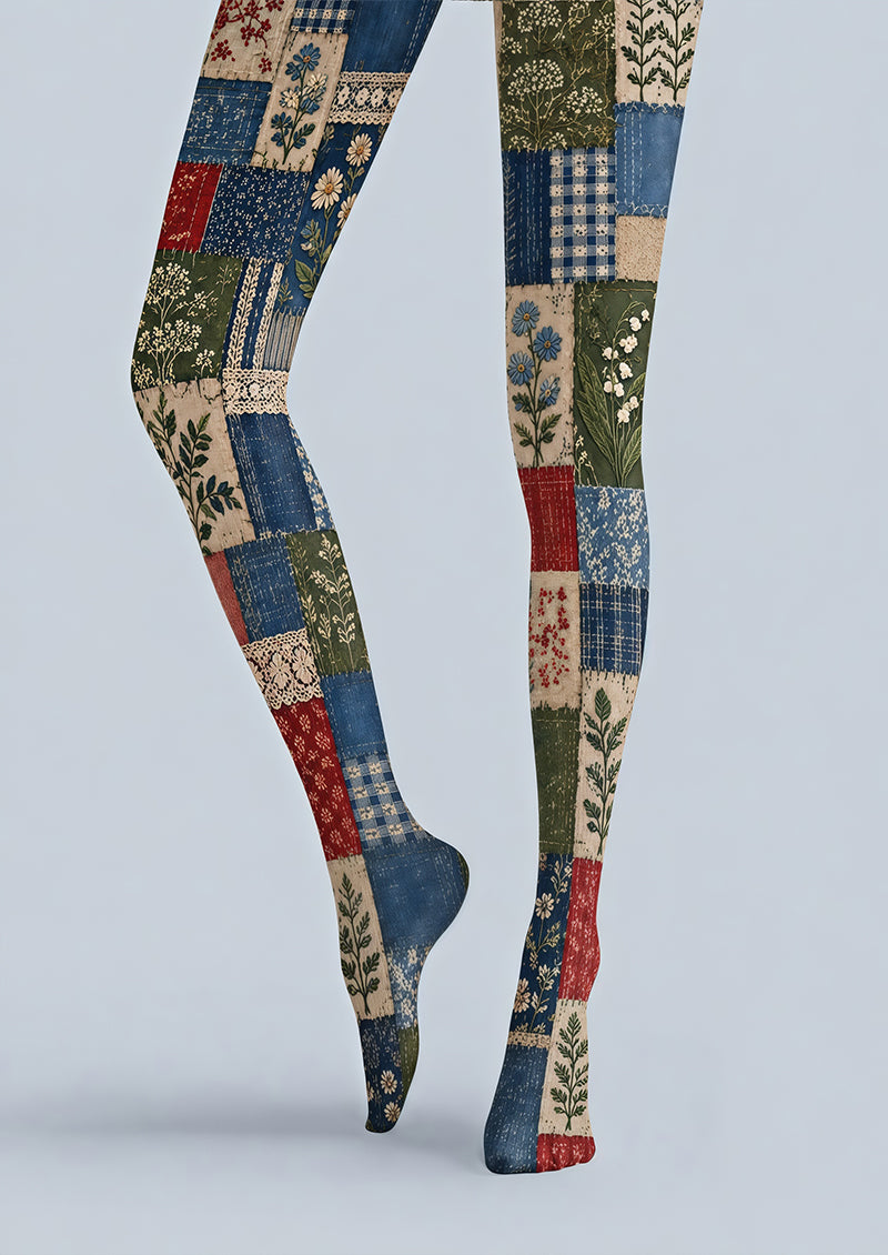Boho Patchwork Floral Tights Hosiery Pantyhose Z69-53