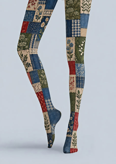 Boho Patchwork Floral Tights Hosiery Pantyhose Z69-53