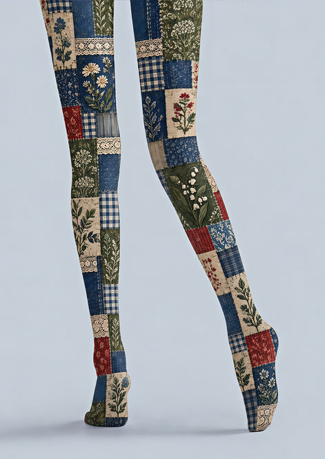 Boho Patchwork Floral Tights Hosiery Pantyhose Z69-53