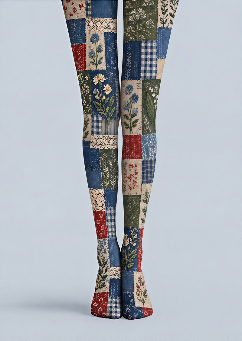 Boho Patchwork Floral Tights Hosiery Pantyhose Z69-53
