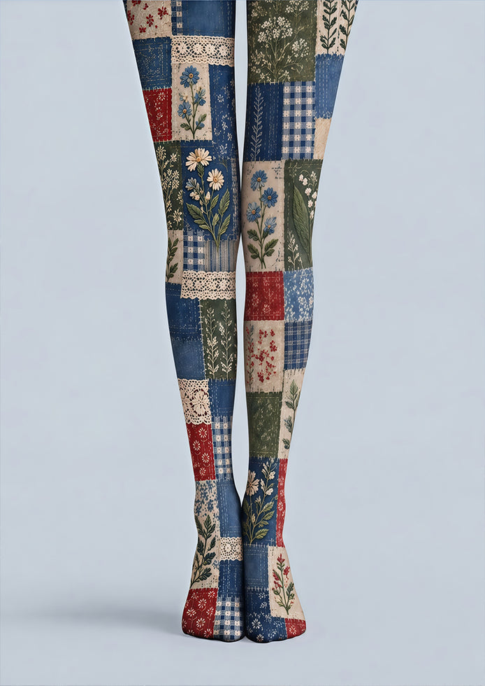 Boho Patchwork Floral Tights Hosiery Pantyhose Z69-53