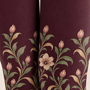 Autumn Burgundy Floral Tights Hosiery Pantyhose Z69-59