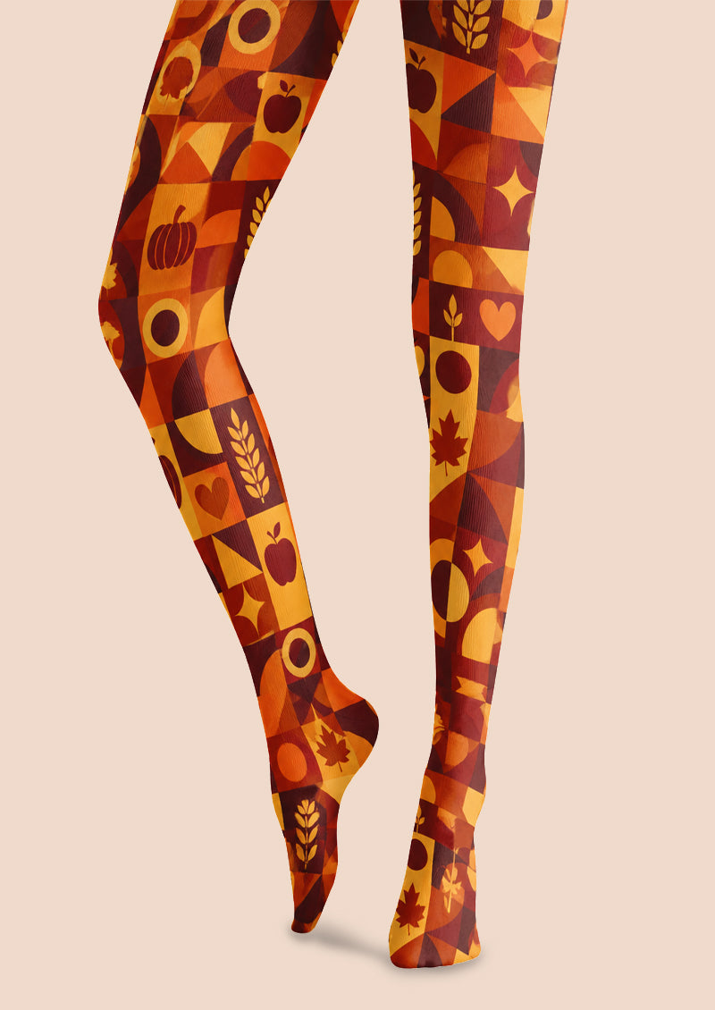 Fall Harvest Graphic Tights Hosiery Pantyhose Z69-6