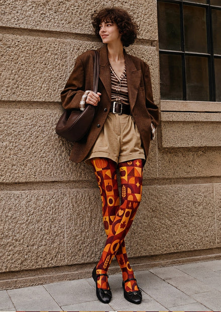 Fall Harvest Graphic Tights Hosiery Pantyhose Z69-6